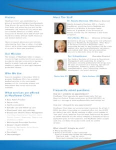 Graphic Design Kansas City Mayflower Clinic brochure 2015 print Page 2 inside Left 232x300 - Graphic Design Kansas City